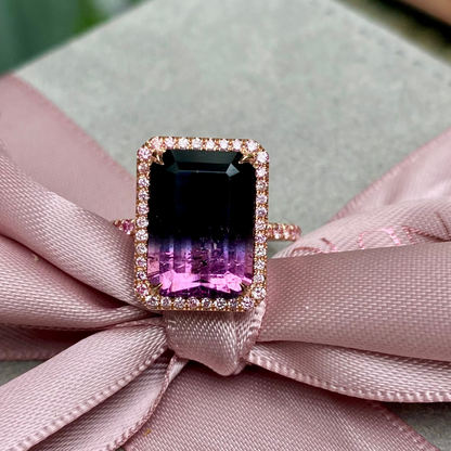 6.43 Carat Modern Muse Tourmaline & Pink Diamonds Unicorn Ring