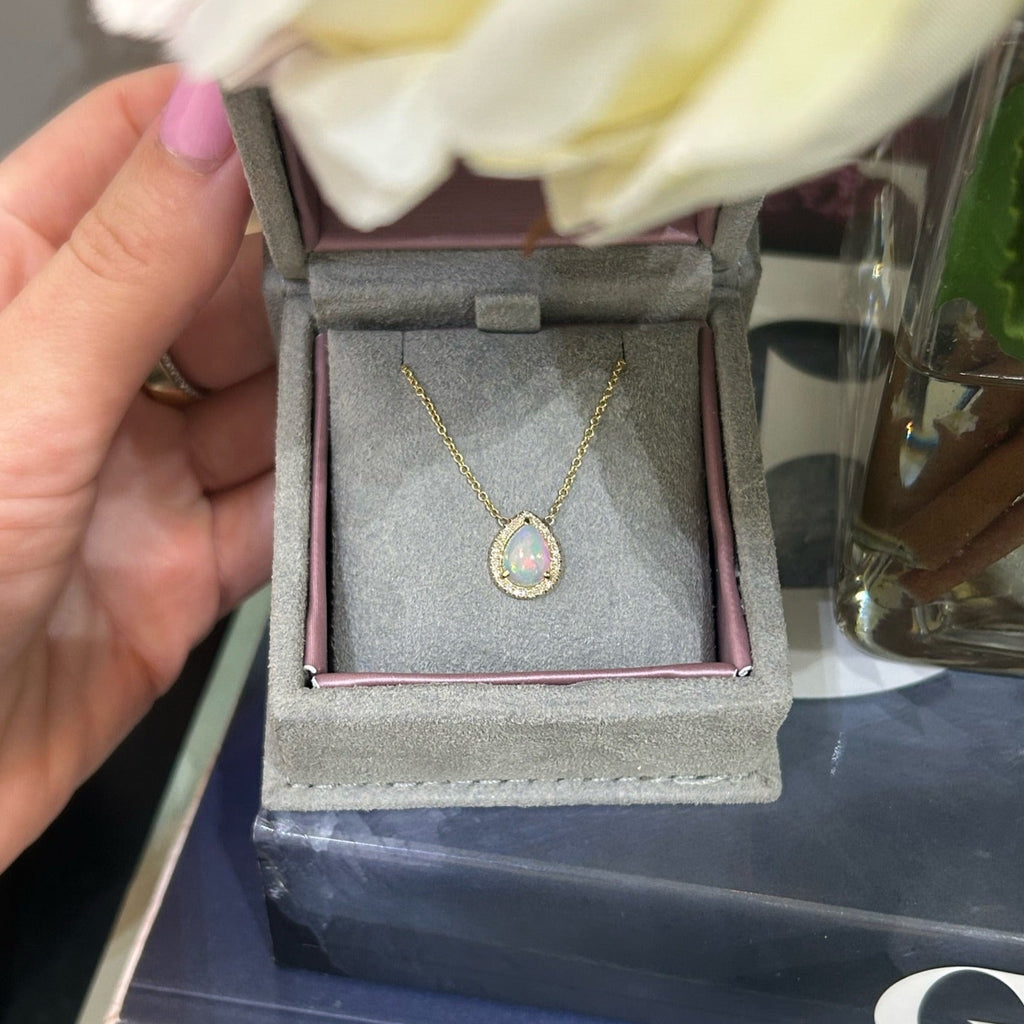 Opal Diamond Pendant Necklace