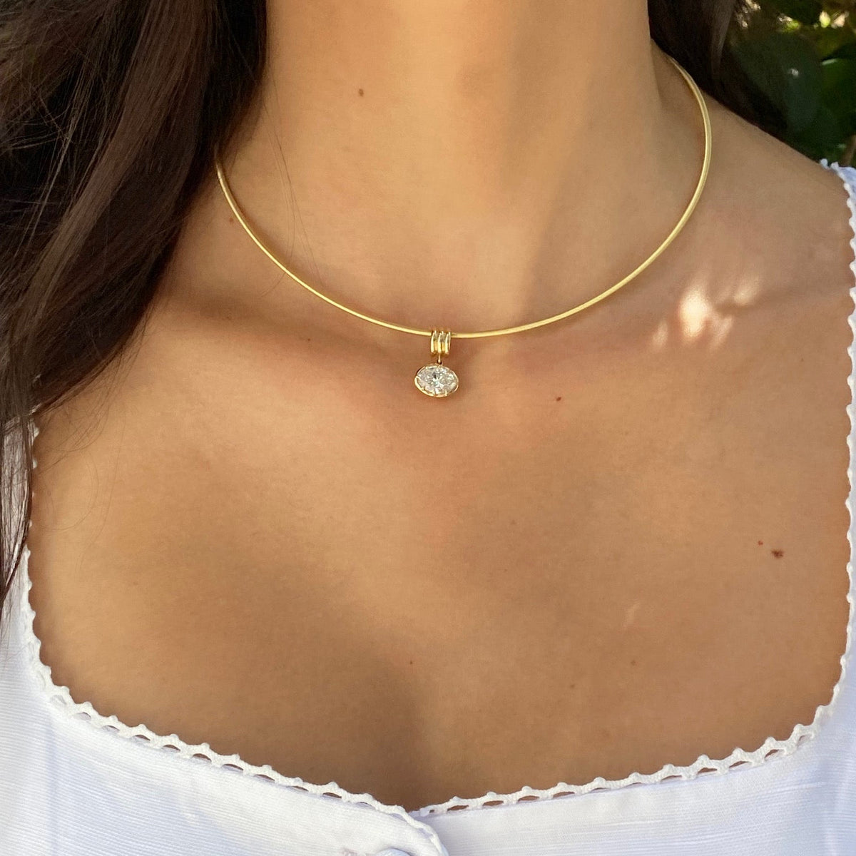 Aura Oval Slide Diamond Pendant