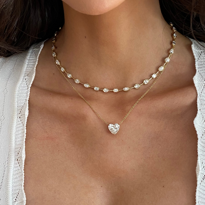 Mixed Shape Bezel Diamond Tennis Necklace