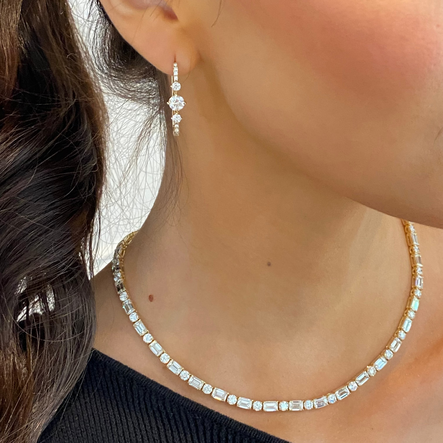 Starlight Diamond Hoop Earrings
