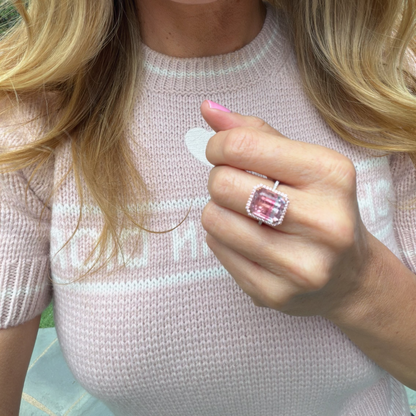8.6 Carat Elara Bloom Tourmaline Pink Diamond Unicorn Ring