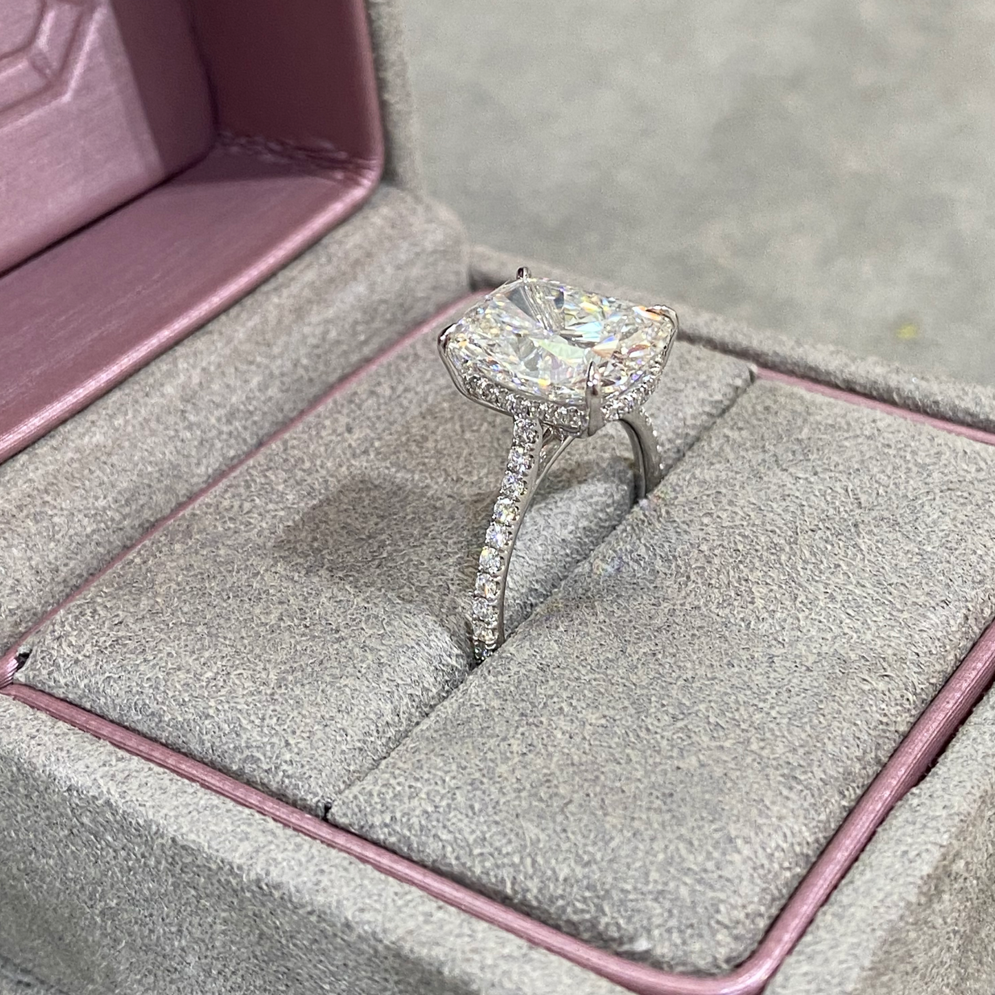 Elongated Cushion Diamond Engagement Ring