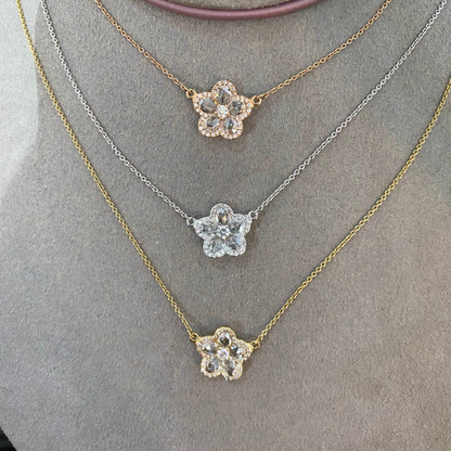 Rose Cut Flower Pendant Necklace