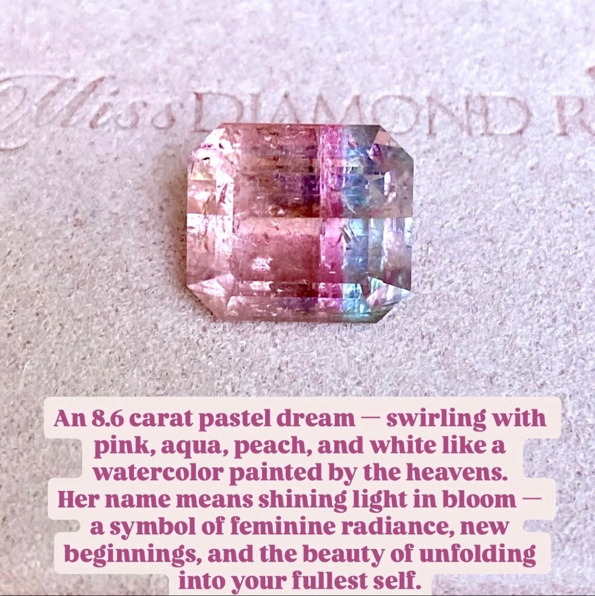 8.6 Carat Elara Bloom Tourmaline Pink Diamond Unicorn Ring