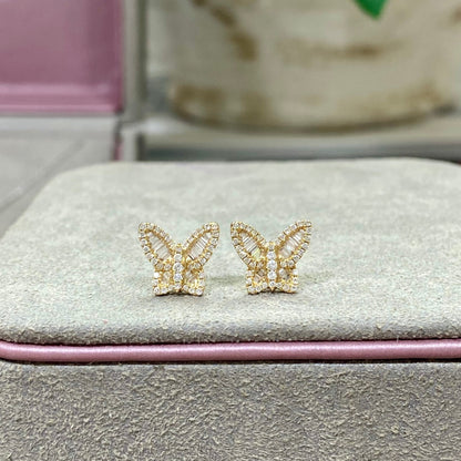Small Baguette Butterfly Diamond Earrings