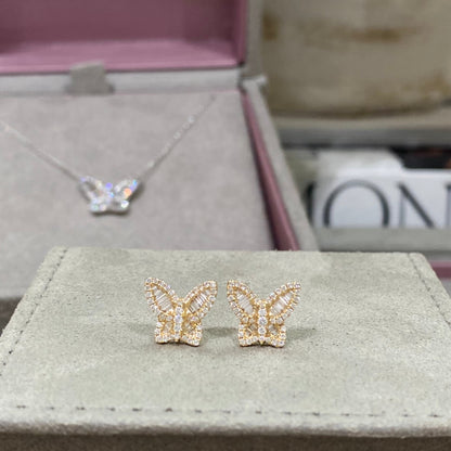 Small Baguette Butterfly Diamond Earrings