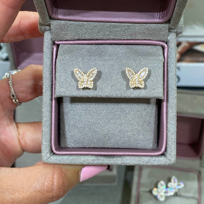Small Baguette Butterfly Diamond Earrings