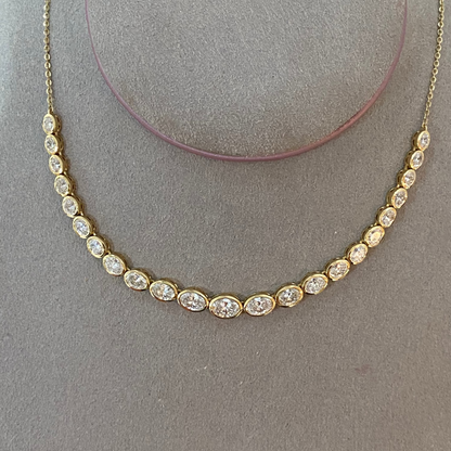 Half Oval Bezel Diamond Necklace