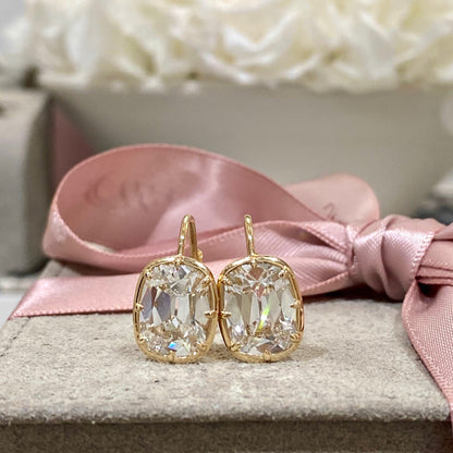 Antique Old Mine Cushion Bezel Earrings
