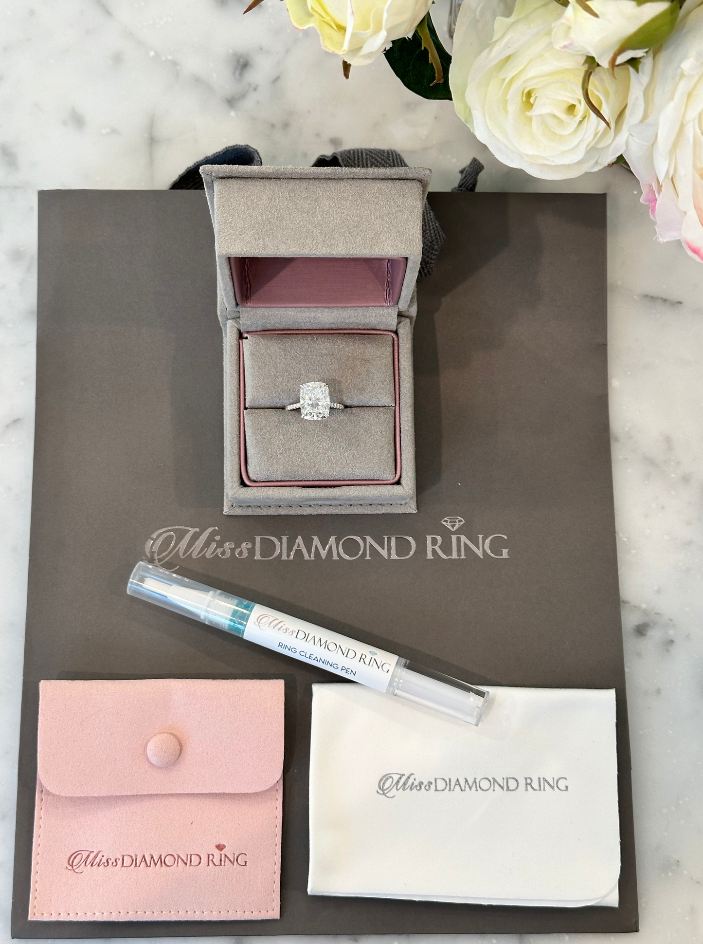 Elongated Cushion Diamond Engagement Ring