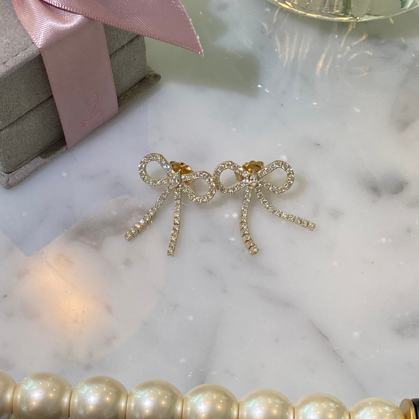 Diamond Bow Earrings