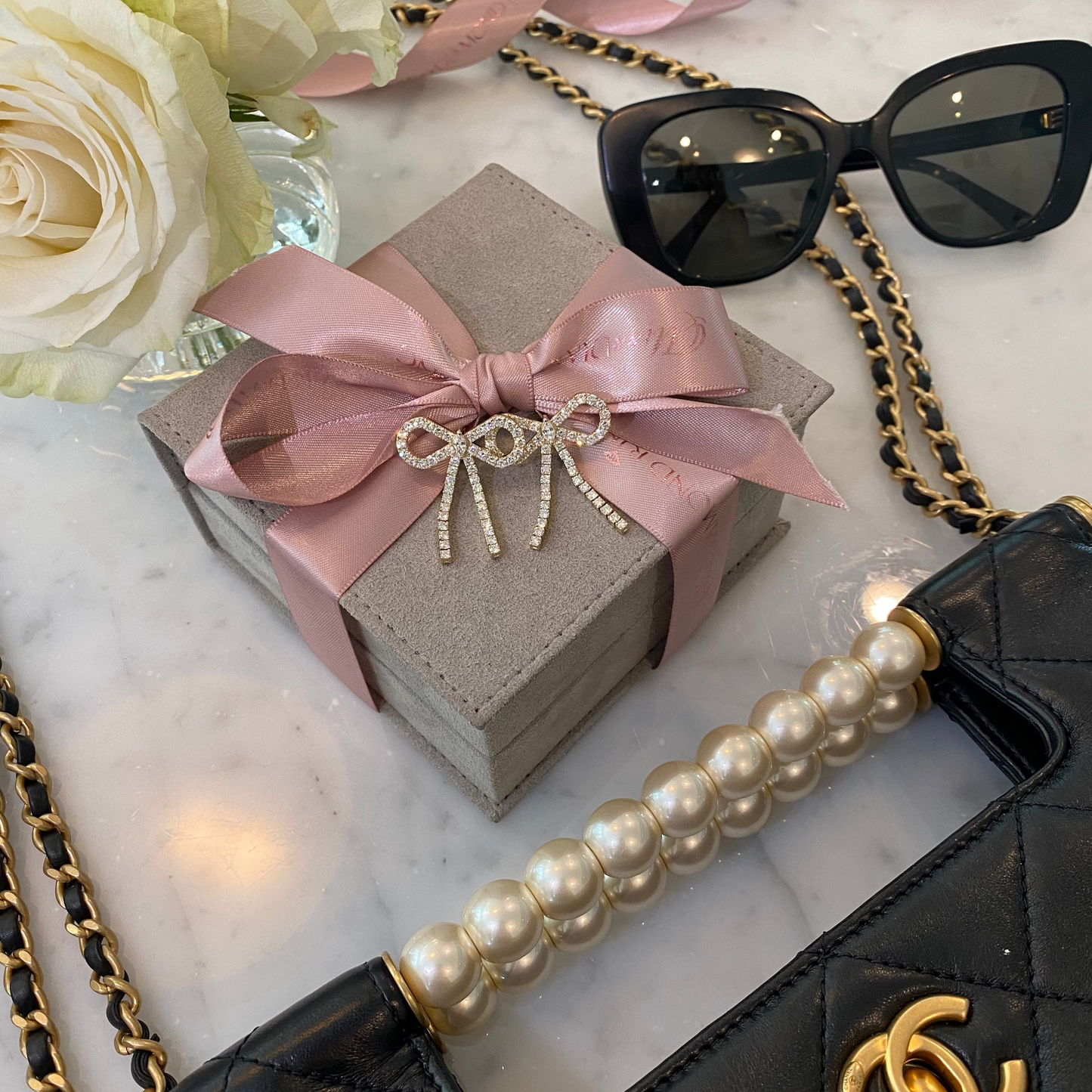 Diamond Bow Earrings