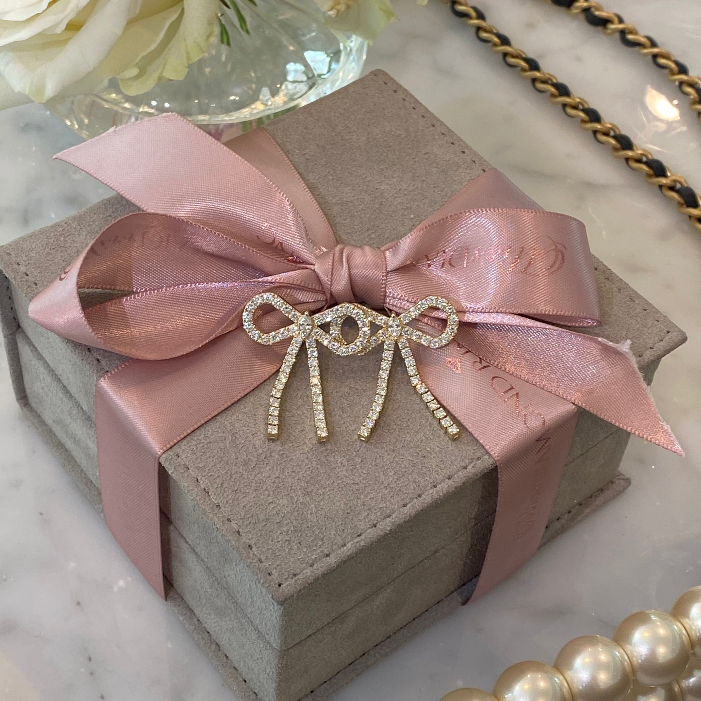 Diamond Bow Earrings