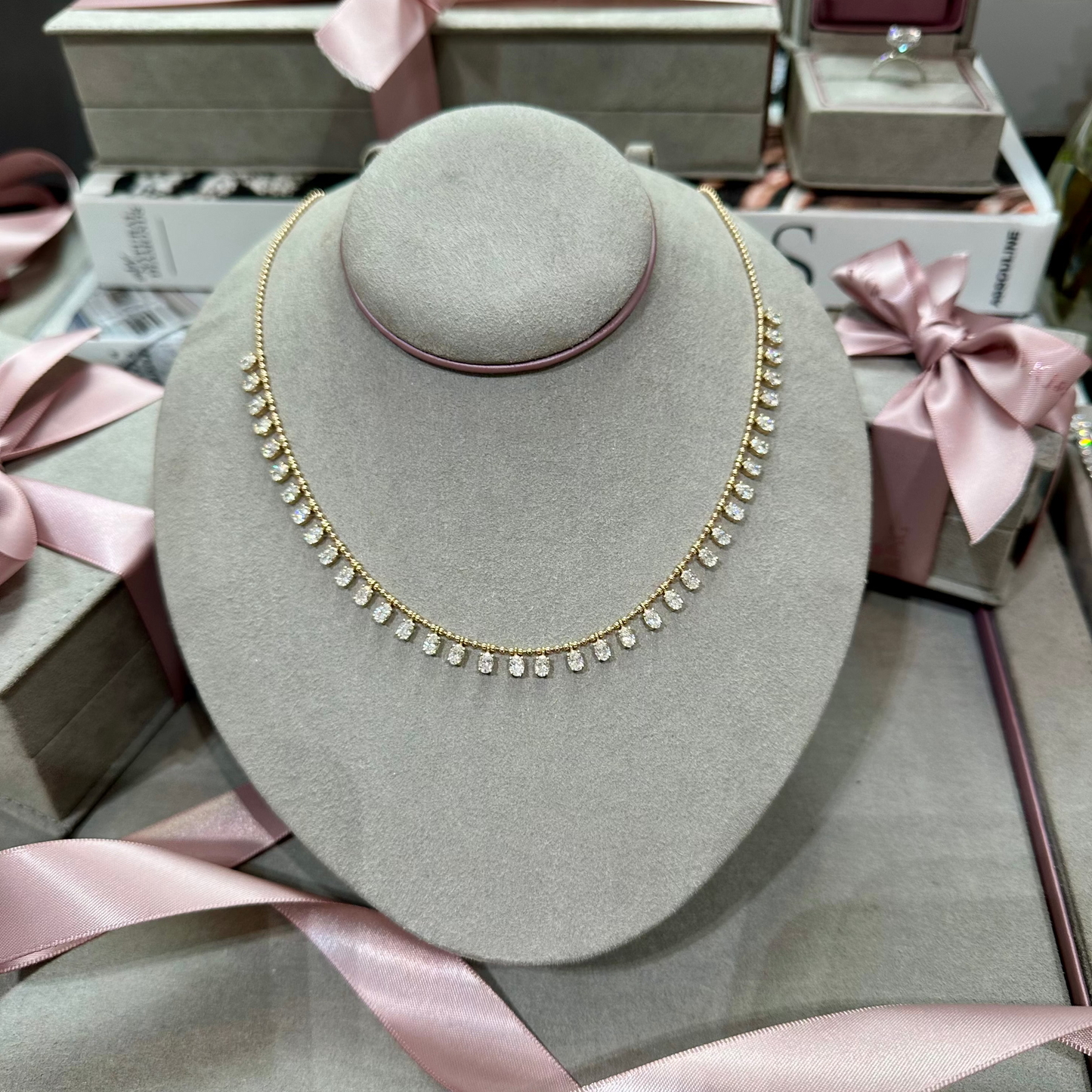 Oval DewDrop Diamond Necklace