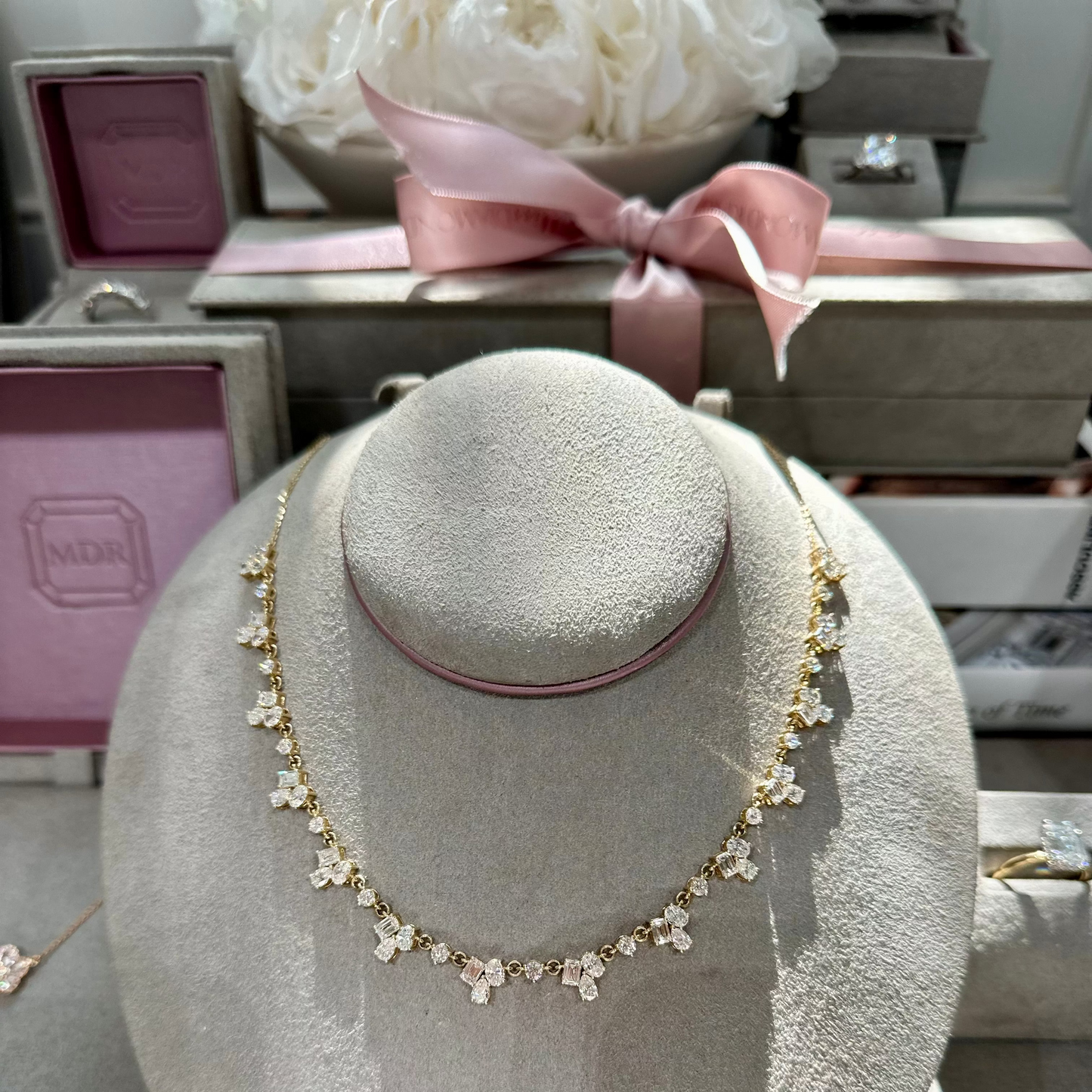 Victoria Belle Diamond Cluster Necklace