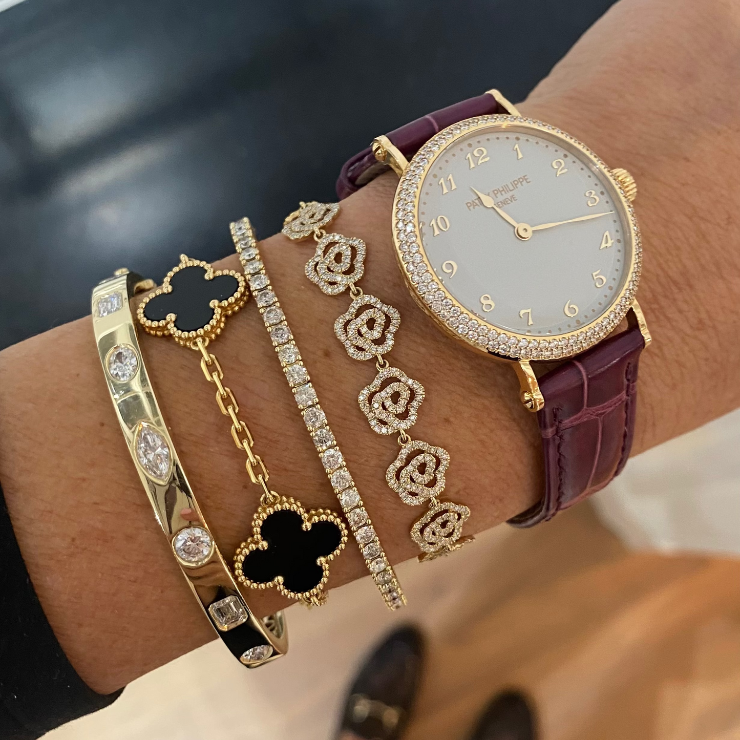 Camellia Flower Diamond Bracelet