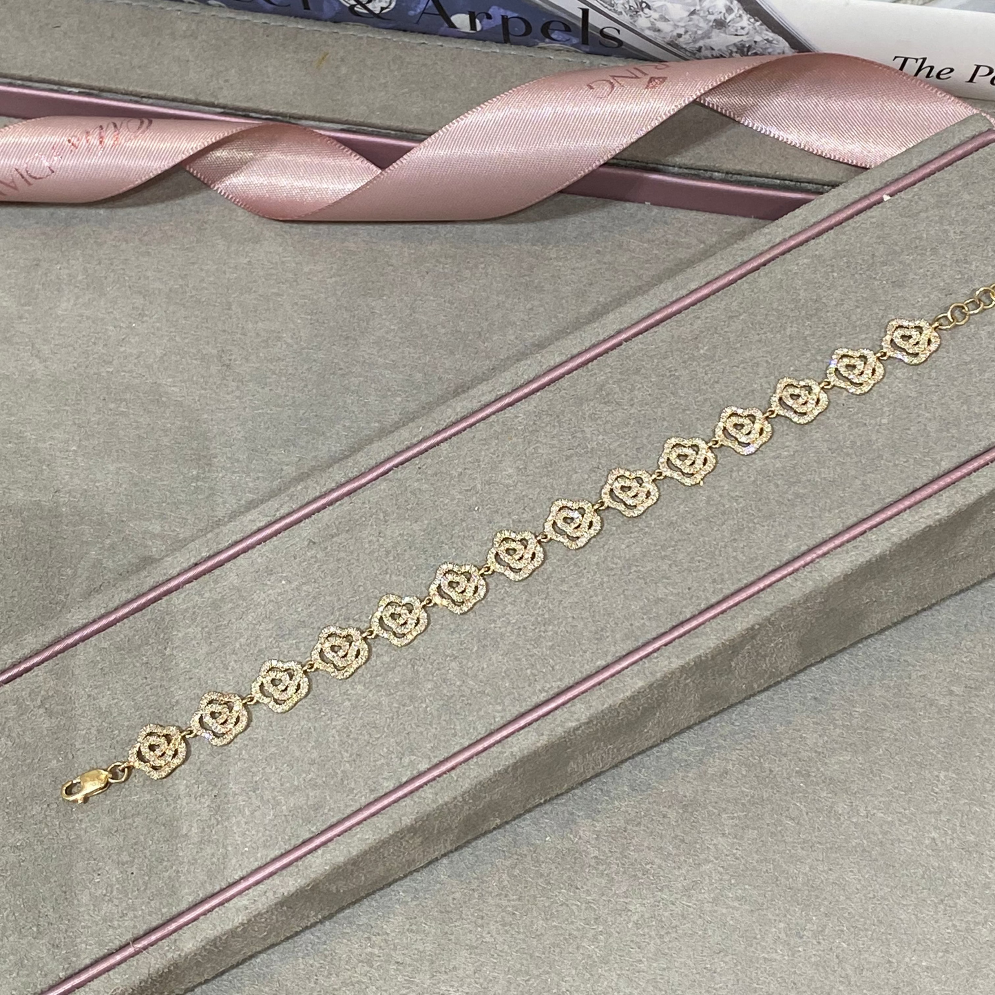 Camellia Flower Diamond Bracelet