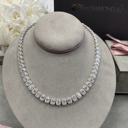 Rare Antique Cushion Diamond Necklace