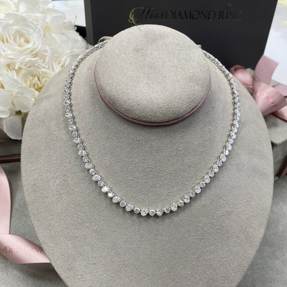 Oval & Round Diamond Tennis Necklace