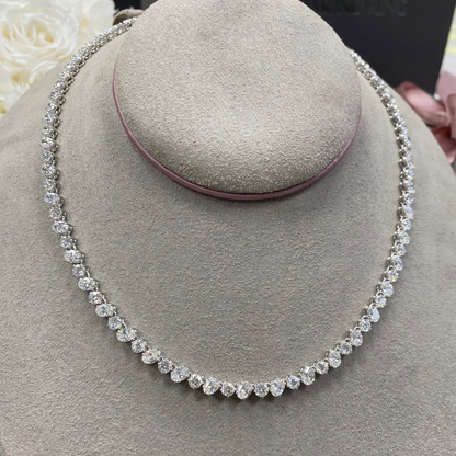 Oval & Round Diamond Tennis Necklace