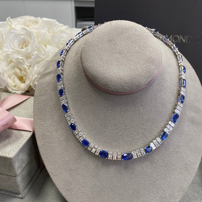 Oval Sapphire Diamond Necklace