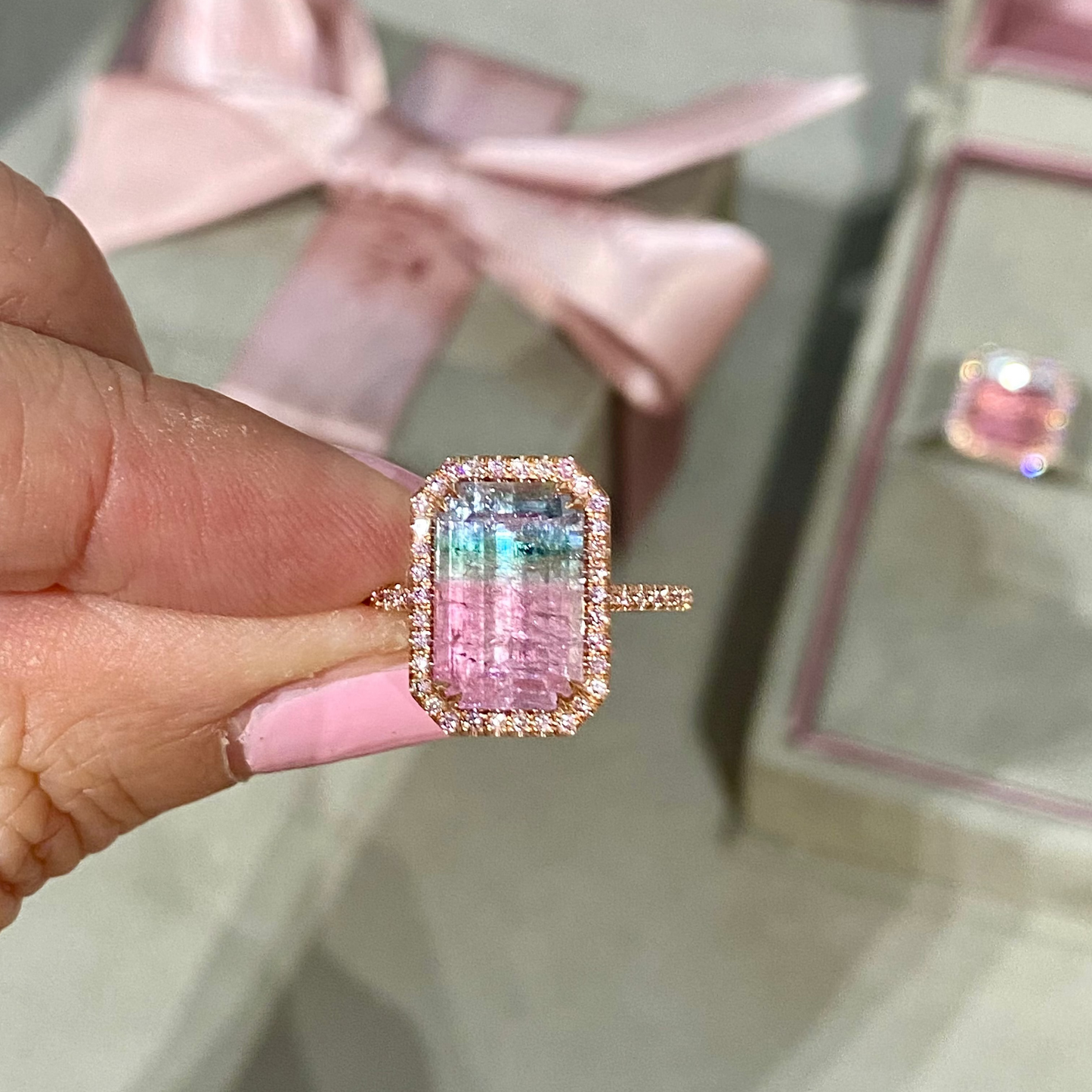 5.3 Carat Heaven on Earth Tourmaline Pink Diamond Unicorn Ring
