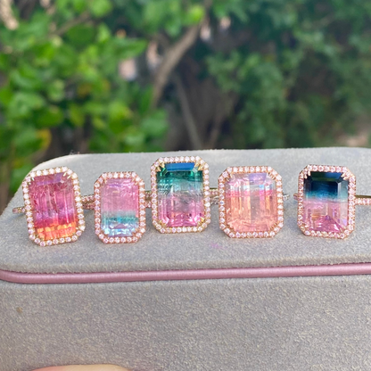 8.6 Carat Elara Bloom Tourmaline Pink Diamond Unicorn Ring