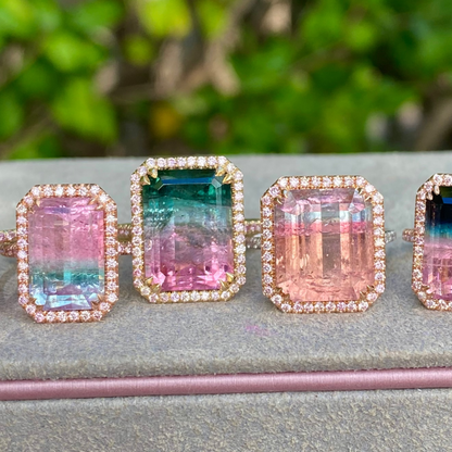 8.6 Carat Elara Bloom Tourmaline Pink Diamond Unicorn Ring