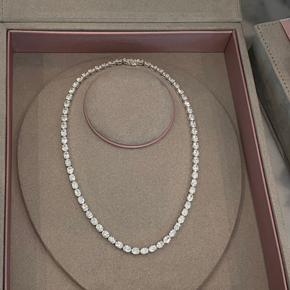 East West Oval Diamond Tennis Necklace