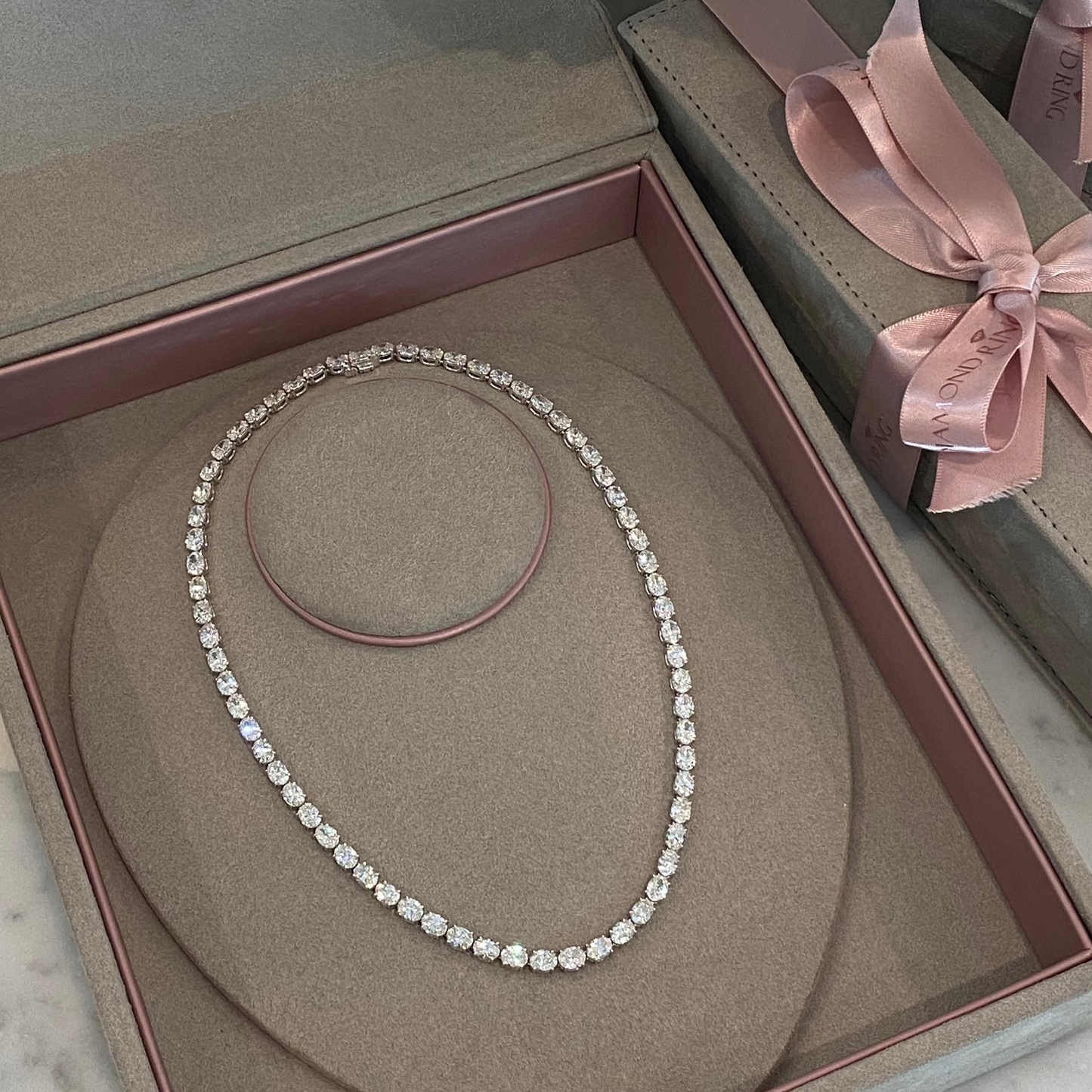 East West Oval Diamond Tennis Necklace