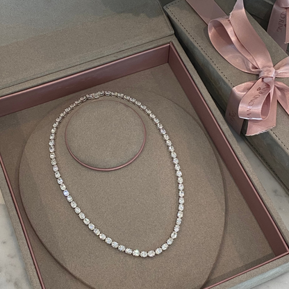 East West Oval Diamond Tennis Necklace
