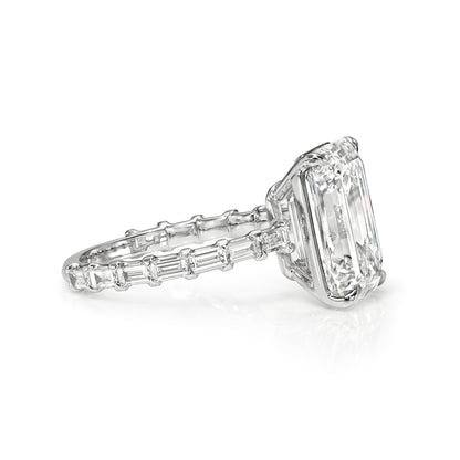 Emerald Cut Baguette Gold Solitaire Diamond Engagement Ring
