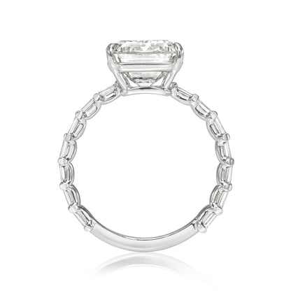 Emerald Cut Baguette Gold Solitaire Diamond Engagement Ring