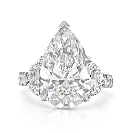 Pear Diamond with Epaullete Side Stones Ring