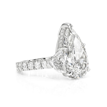 Pear Diamond with Epaullete Side Stones Ring