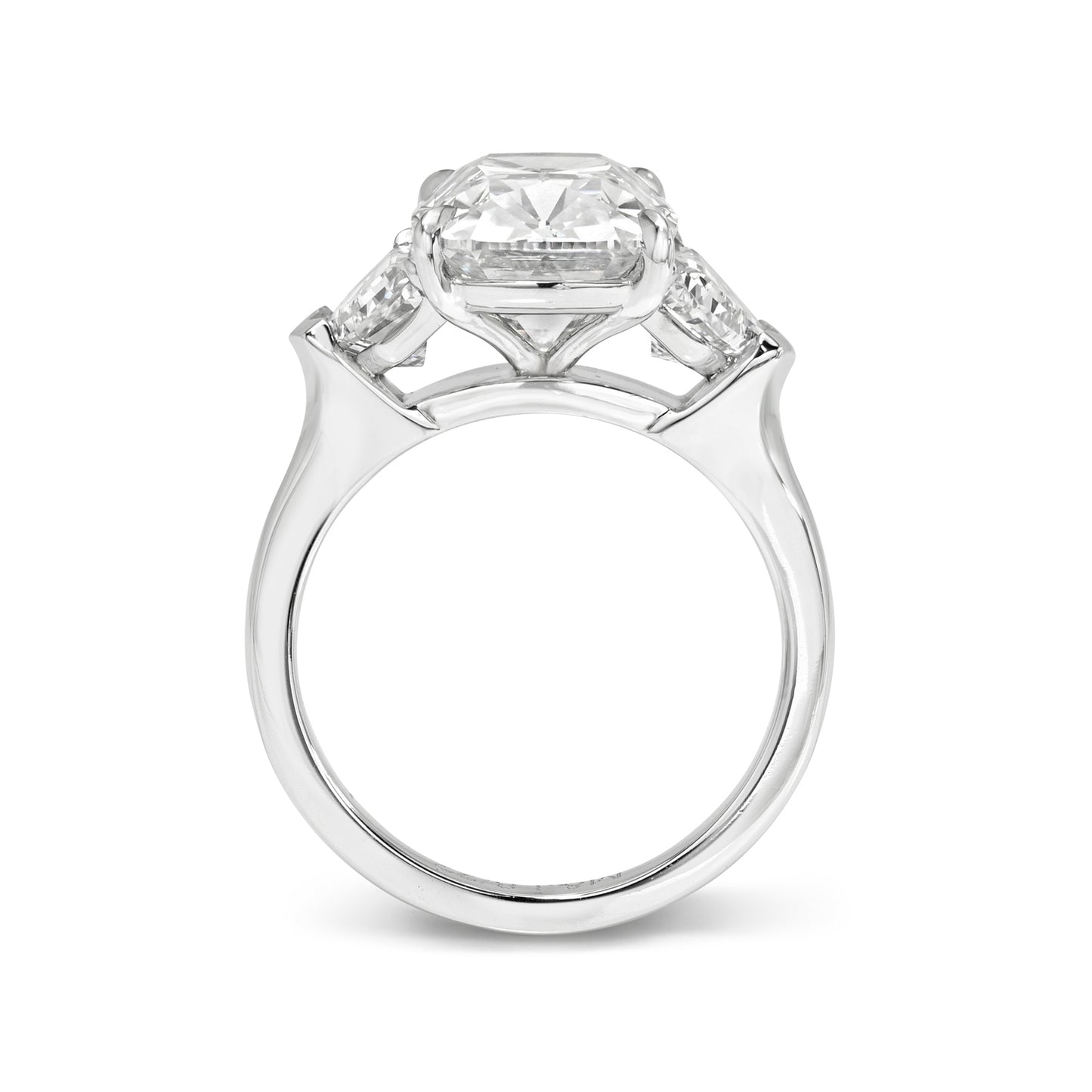 Old Miner Antique Cushion Cut Diamond with Epaulettes 3 Stone Ring