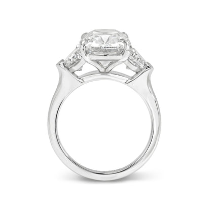 Old Miner Antique Cushion Cut Diamond with Epaulettes 3 Stone Ring