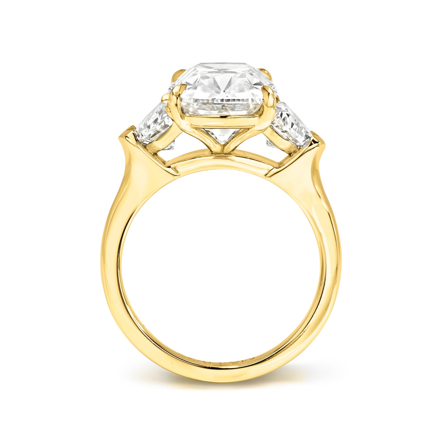 Old Miner Antique Cushion Cut Diamond with Epaulettes 3 Stone Ring