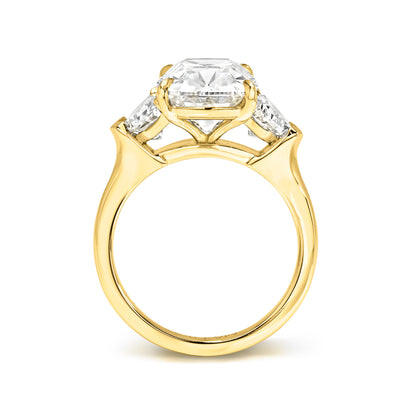 Old Miner Antique Cushion Cut Diamond with Epaulettes 3 Stone Ring