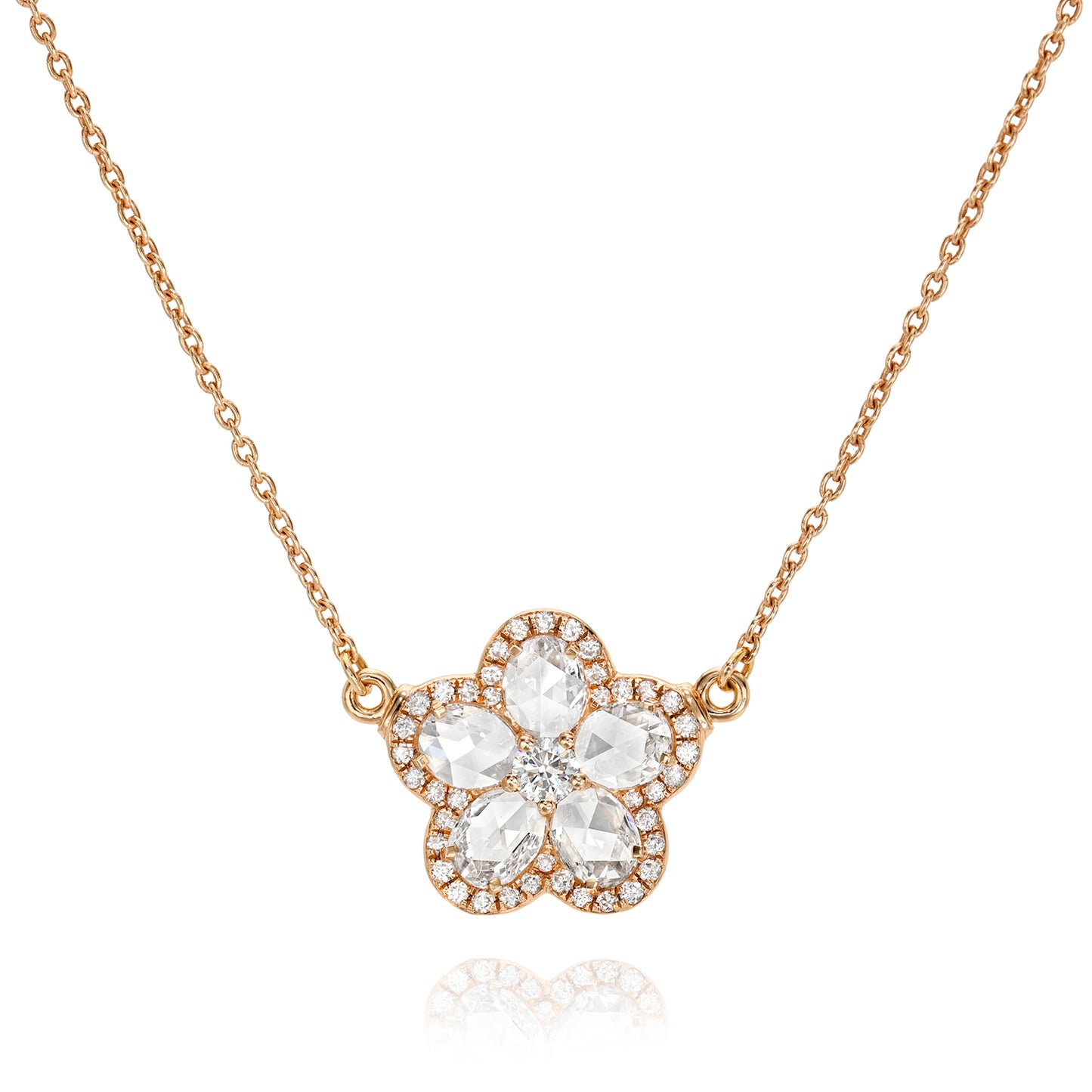 Rose Cut Flower Pendant Necklace