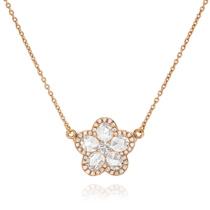 Rose Cut Flower Pendant Necklace