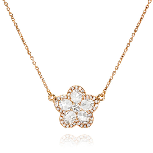 Rose Cut Flower Pendant Necklace