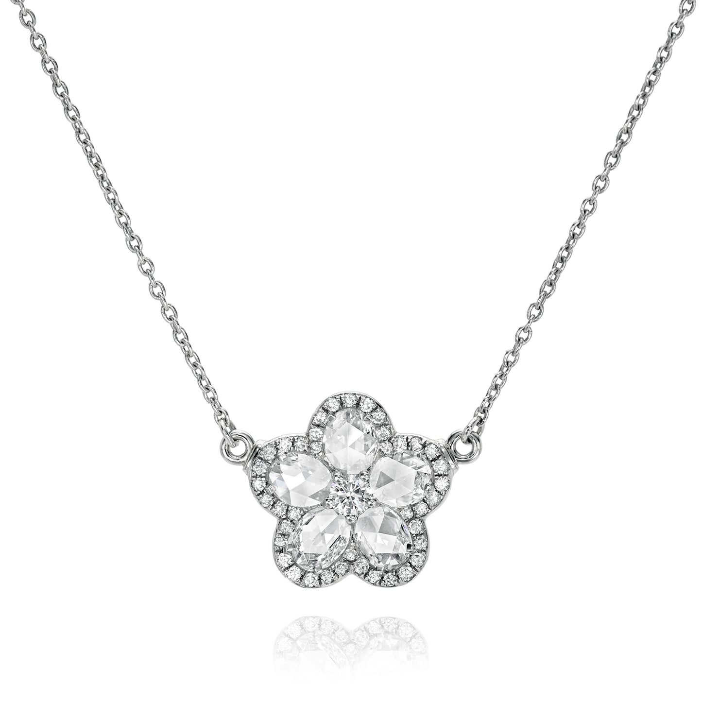 Rose Cut Flower Pendant Necklace