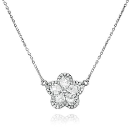 Rose Cut Flower Pendant Necklace