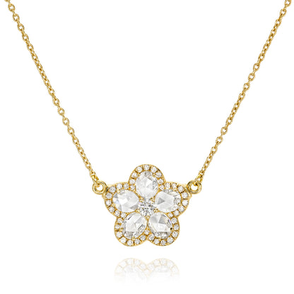 Rose Cut Flower Pendant Necklace