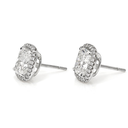 Cushion Halo Diamond Stud Earrings
