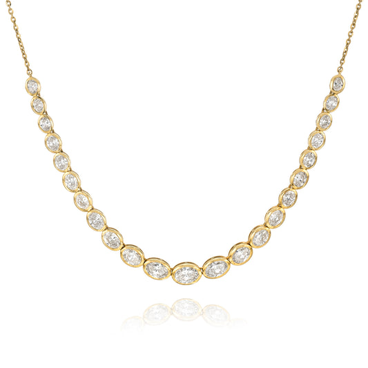 Half Oval Bezel Diamond Necklace
