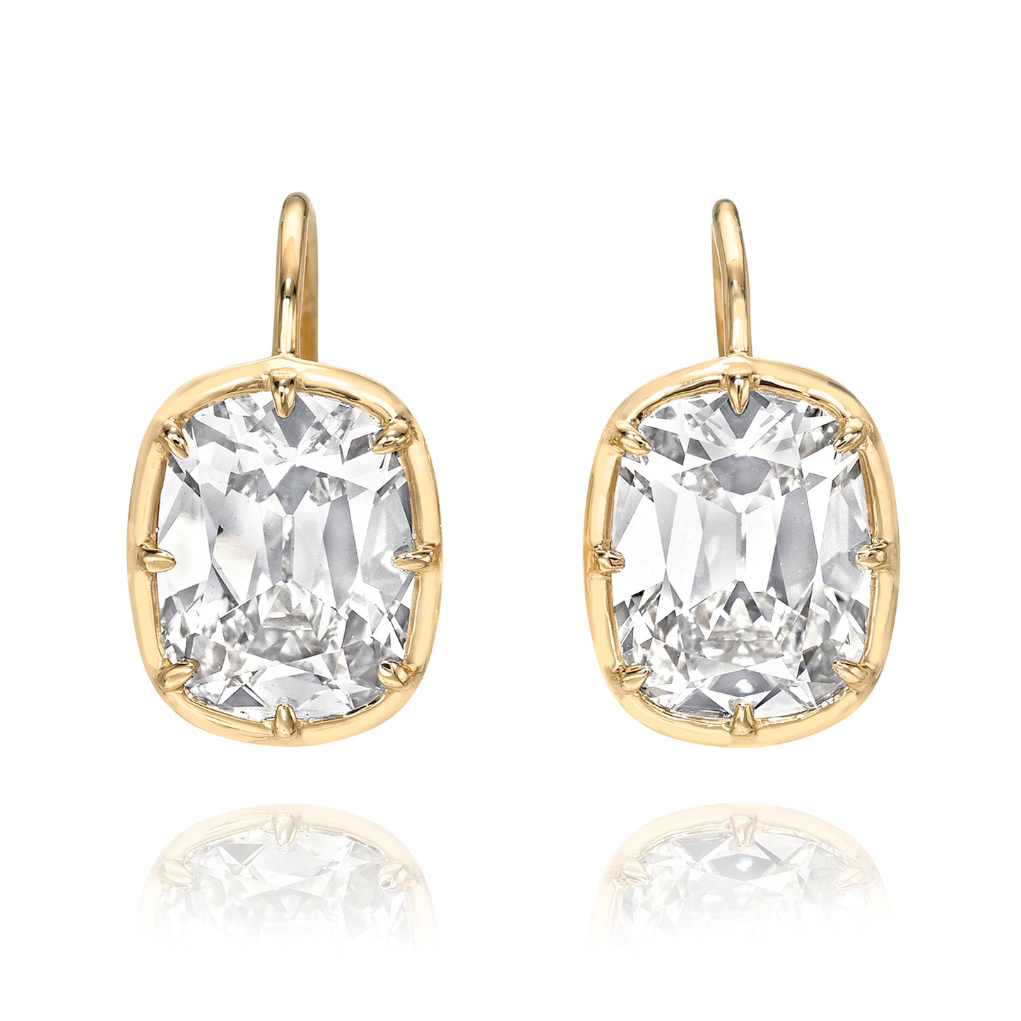 Antique Old Mine Cushion Bezel Earrings
