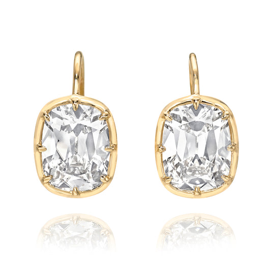 Antique Old Mine Cushion Bezel Earrings